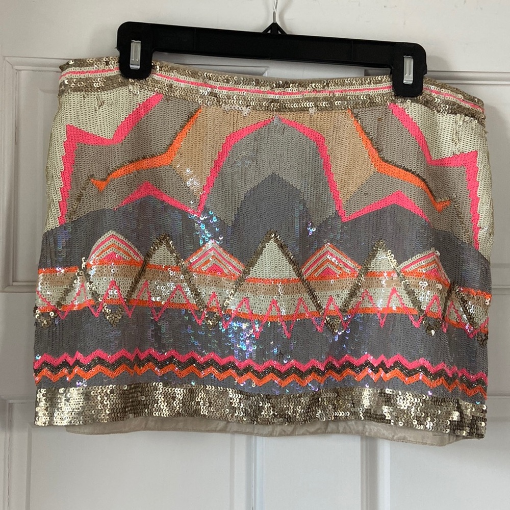 AllSaints sequin mini skirt - pops of neon